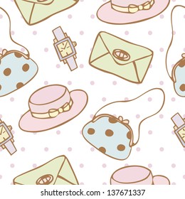 Seamless pattern of woman accessories, Vector illustration background