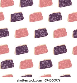 Seamless Pattern with woman beautiful hand bag isolated on white. Fashion vector illustration.