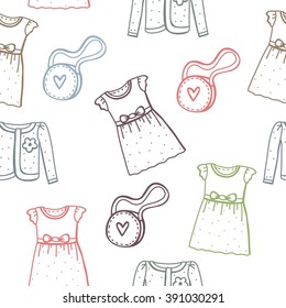 Seamless pattern with woman clothes