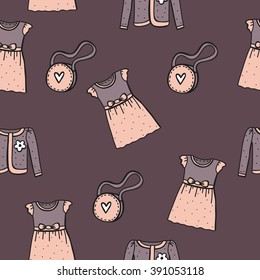 Seamless pattern with woman clothes