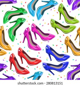 Seamless pattern of woman shoes