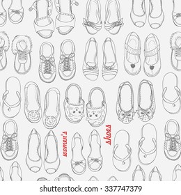 Seamless pattern with a woman shoes. Vector  illustration for your design