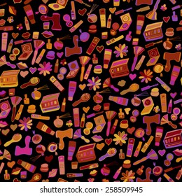 Seamless pattern with woman's cosmetic.