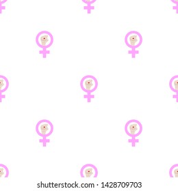 Seamless pattern with woman's resist symbol on white background. Female symbol. Girl power. Feminism concept. Vector illustration for design, web, wrapping paper, fabric, wallpaper.