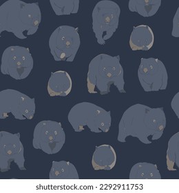 Seamless pattern with wombats. Vector illustration.