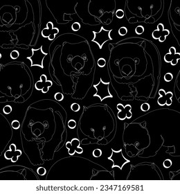 Seamless pattern with wombats. Vector illustration.
