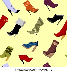 Seamless pattern of women boots