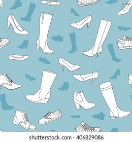 Seamless pattern with women shoes