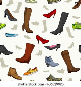 Seamless pattern with women shoes