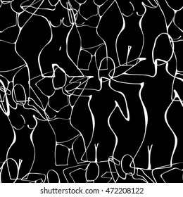 Seamless pattern with women silhouettes.