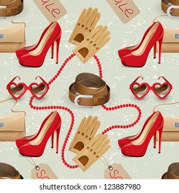 Seamless pattern with women's accessories