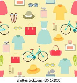 Seamless pattern with women's accessories