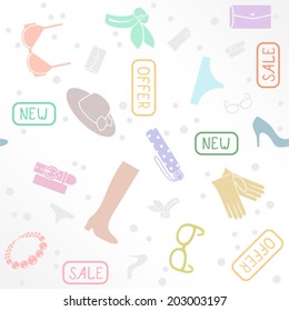 Seamless pattern of women's accessories / Solid fill seamless pattern