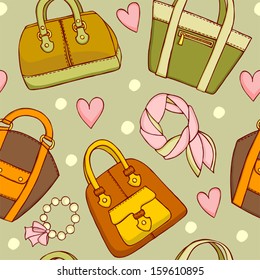 Seamless pattern with women's bags