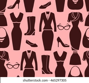 Seamless pattern of women's business clothing