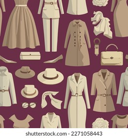 Seamless pattern of women's clothing. Vector stock illustration eps10.
