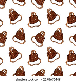 Seamless pattern with women's handbag purse doodle vector