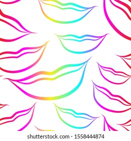 seamless pattern with women's lips in the style of pop art