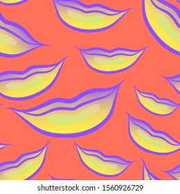 seamless pattern with women's lips in the style of pop art