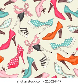 Seamless pattern with women's shoes.