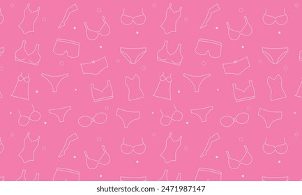 patrón sin costuras con ropa interior de mujer, iconos de sujetadores, bragas, camisas.