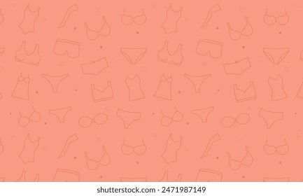patrón sin costuras con ropa interior de mujer, iconos de sujetadores, bragas, camisas.