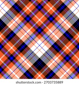 Patrón sin costuras en maravillosos colores naranja, azul, negro y blanco para cuadros, tela, textiles, ropa, mantel y otras cosas. Imagen de Vector. 2.