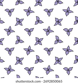 Seamless pattern in wondrous violet flowers on white background. Vector image.