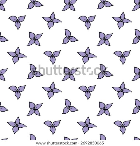 Seamless pattern in wondrous violet flowers on white background. Vector image.