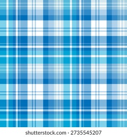 Seamless pattern in wondrous white and blue colors for plaid, fabric, textile, clothes, tablecloth and other things. Vector image.