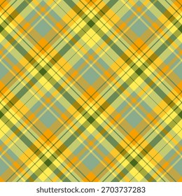 Seamless pattern in wondrous yellow, orange and green for plaid, fabric, textile, clothes, tablecloth and other things. Vector image. 2