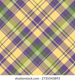 Seamless pattern in wondrous yellow, violet and green for plaid, fabric, textile, clothes, tablecloth and other things. Vector image. 2