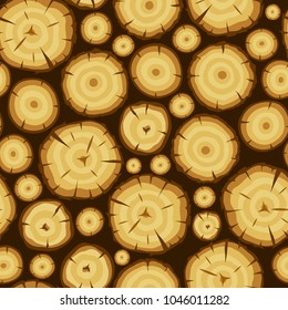 Seamless pattern with wood stumps. Background for forestry and lumber industry.