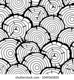 Seamless pattern with wood stumps. Background for forestry and lumber industry.