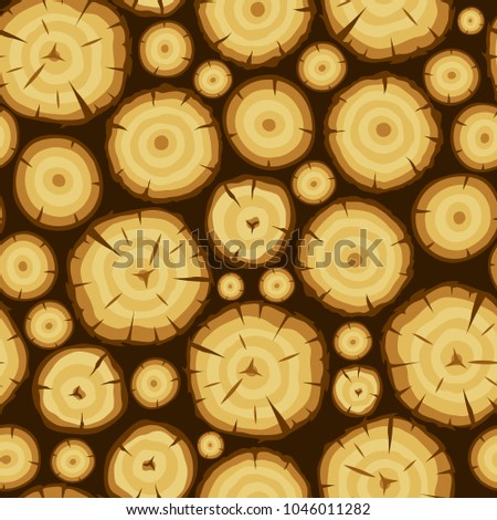 Seamless pattern with wood stumps. Background for forestry and lumber industry.