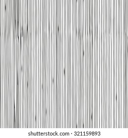 Seamless pattern with wood texture. Hand-drawn vertical lines. Made by trace from sketch. Ink pen. Black and white pattern in vector.