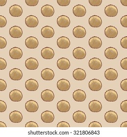 Seamless pattern with wood.  Tree rings background and saw cut tree trunk. Eco, bio, organic, natural concept. Vector illustration.