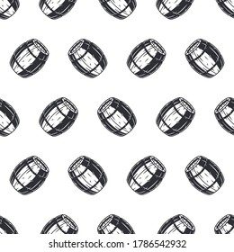 Seamless pattern of wooden barrel for beer, wine, whisky. Bavarian octoberfest design