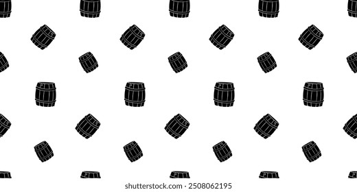 Seamless pattern with wooden barrel silhouette vector