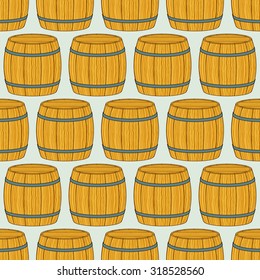 Seamless pattern of the wooden barrels