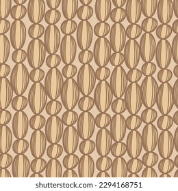 Seamless pattern with wooden beads. Hand drawn vector illustration. Flat color design.