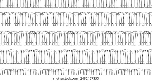 Seamless pattern with wooden fence hand drawn doodle outline vector