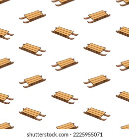 Seamless pattern with wooden sled doodle vector