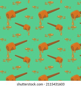 seamless pattern, wooden stick with sweet honey