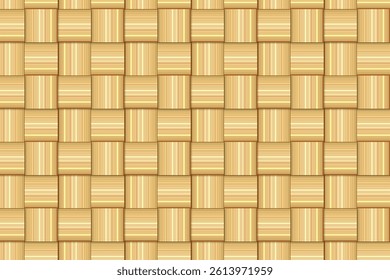 Seamless pattern of wooden wicker squares. Brown basket furniture texture vector illustration.