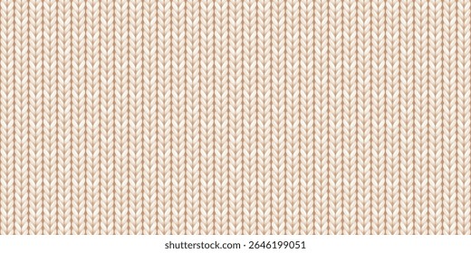 Padrão contínuo de tricô de lã, textura suéter bege. Fundo abstrato de tecido de pano de malha, material de lã tecida ou fio de algodão para suéter de inverno ou xadrez acolhedor, ilustração vetorial