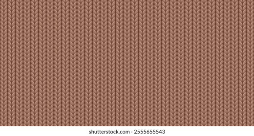 Seamless pattern of wool knitting in color of year 2025, mocha mousse colored sweater texture. Abstract background of knitwear cloth fabric, material of woven wool for clothing, vector illustration