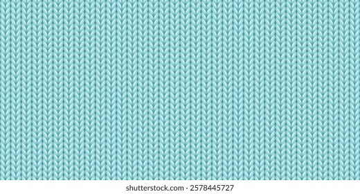 Seamless pattern of wool knitting, mint green sweater texture. Abstract background of knitwear cloth fabric, material of woven wool or cotton yarn for cute baby clothes or plaid, vector illustration