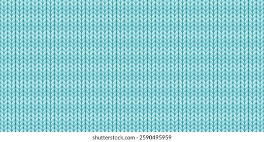 Seamless pattern of wool knitting, mint green sweater texture. Abstract background of striped knitwear cloth fabric, material of woven wool, cotton yarn for baby clothes or plaid, vector illustration