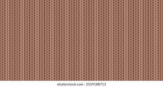 Seamless pattern of wool knitting in mocha mousse color, sweater texture with vertical stripes. Abstract background of knitwear cloth fabric, material of woven wool for clothing, vector illustration